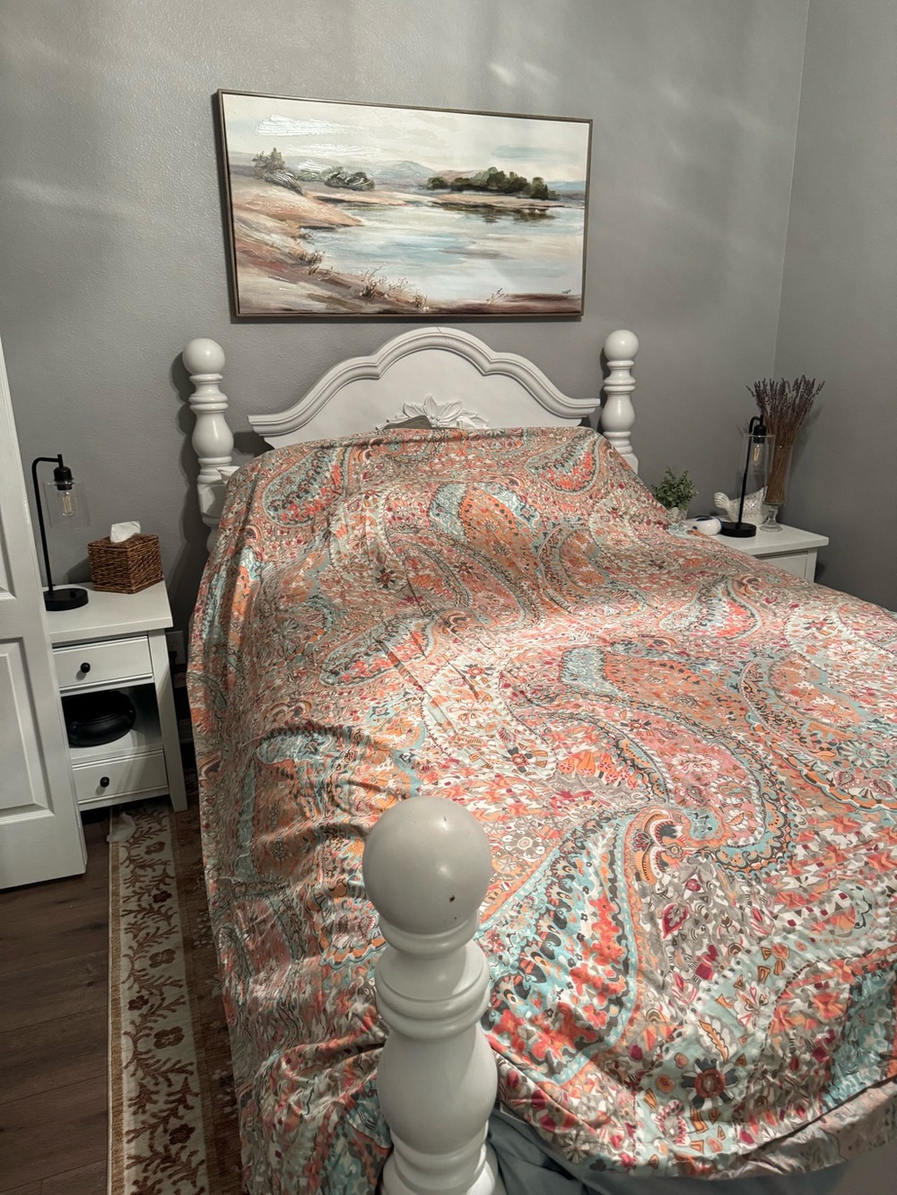Paisley Quilted Bedspread in Coral and Teal - Stylish Home Bedding